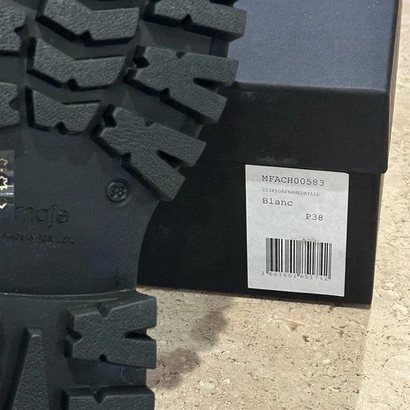 NEW Maje Leather Platform Coin Loafers White - Picture 9 of 10